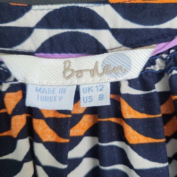 Boden Womens Dolly Top Blouse Size 8 Multicolor Long Sleeve Popover Geometric - Picture 4 of 7